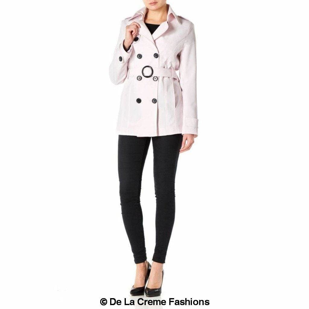 De La Creme Fashions – Großhandel Mantel - Damen – Damen Frühjahr/Sommer Zweireiher Kurzmantel mit Gürtel4