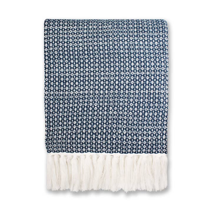 Couverture (125 x 150 cm) - Ayla (Rich Navy) pour la vente par Half Moon Bay