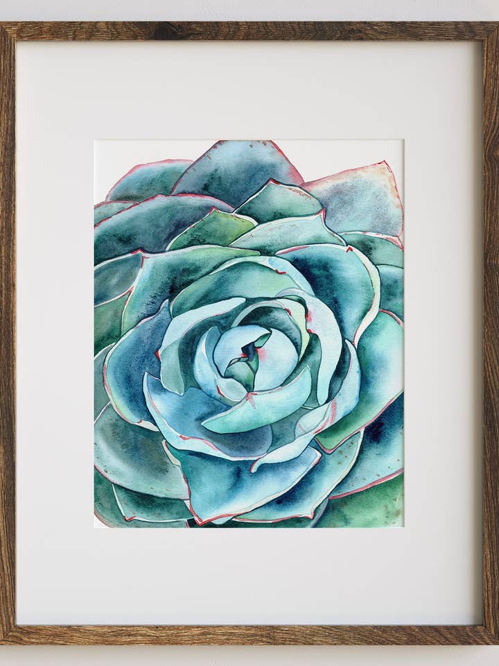 Go With the Flow Succulent Art Print for wholesale by Jradartdesign