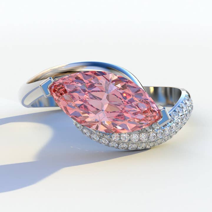 Anel de Noivado com Diamante de Laboratório de 2 Quilates Fancy Intense Rosa Corte Marquise - Maya por atacado de Mohana Jewels - Luxury