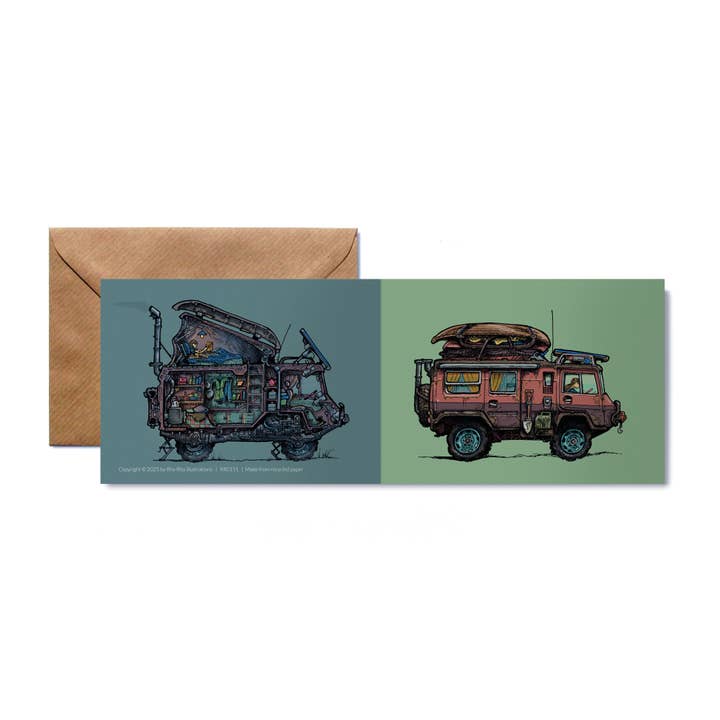 Fold-out Camper Card for wholesale by Rho Rho