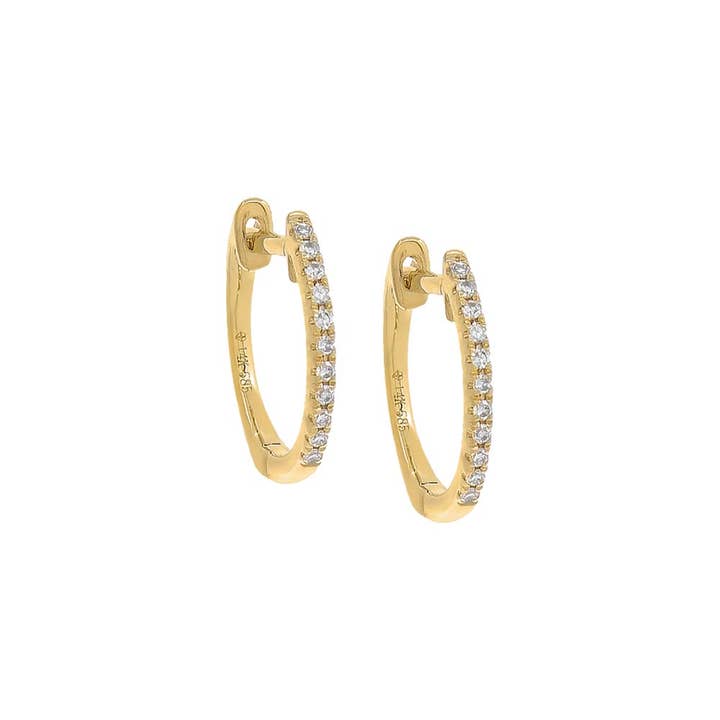 By Adina Eden - Wholesale Huggie Earrings - Diamond Huggie Earring 14K11