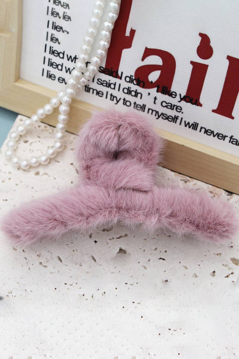 ACCITY - Wholesale Hair Clip - Women's - MULTICOLOR FAUX RABBIT FUR HAIR CLAW CLIP TWIST_CWAHA015315