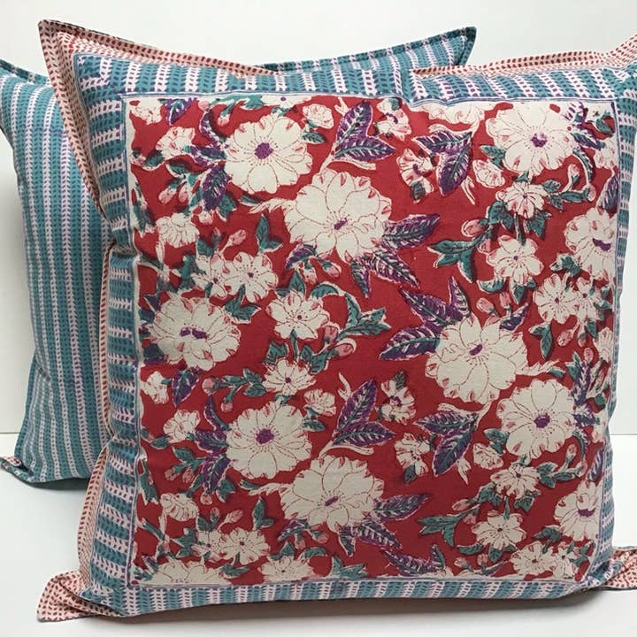 Pillow Printed 18" x 18" Camelia Red(Plum) for wholesale by natural habitat
