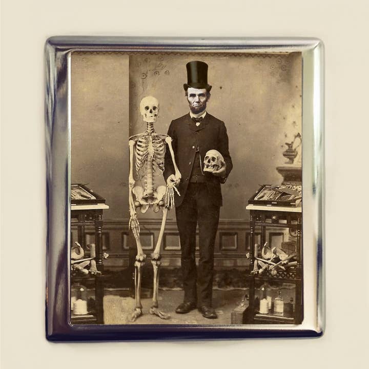 Abraham Lincoln Skeleton Business Card ID Holder Wallet Sur for wholesale by FringePop