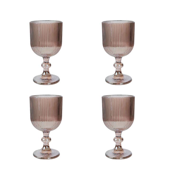 Qube Luxe by Debbie Marks - Wholesale Wine Glass - Pale Pink Wine Glass Goblet (Set of 4)