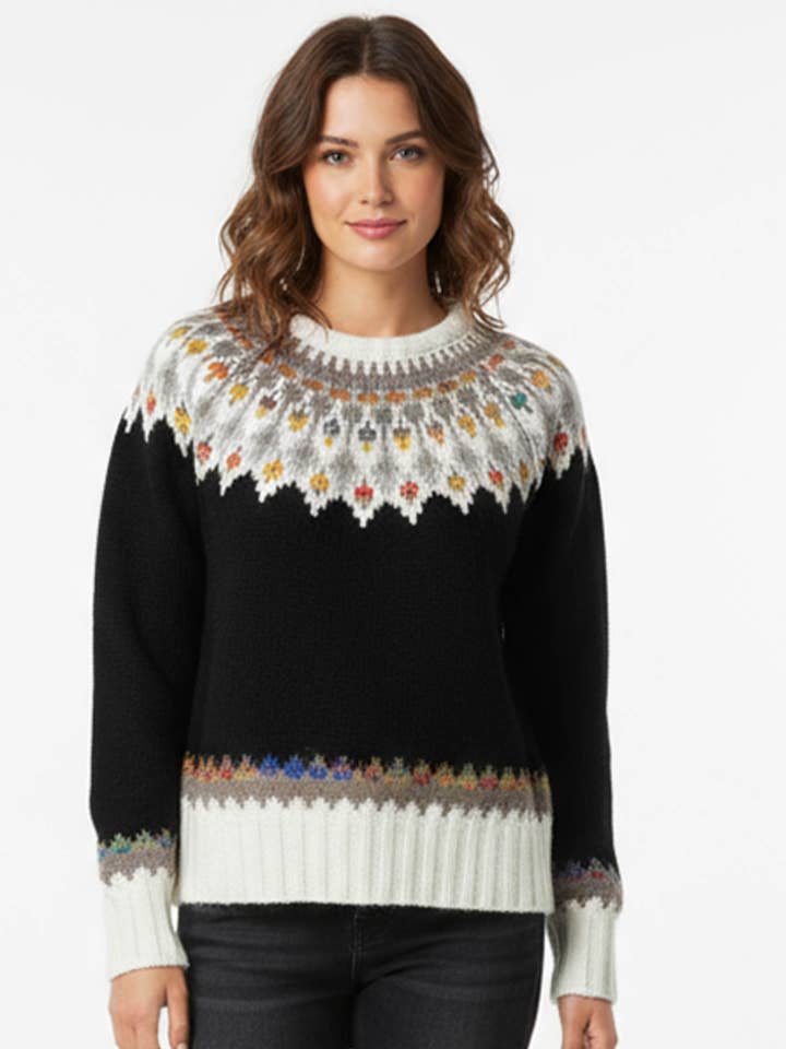Maglione Fair Isle nero Morley per la vendita all'ingrosso da parte di Tolani