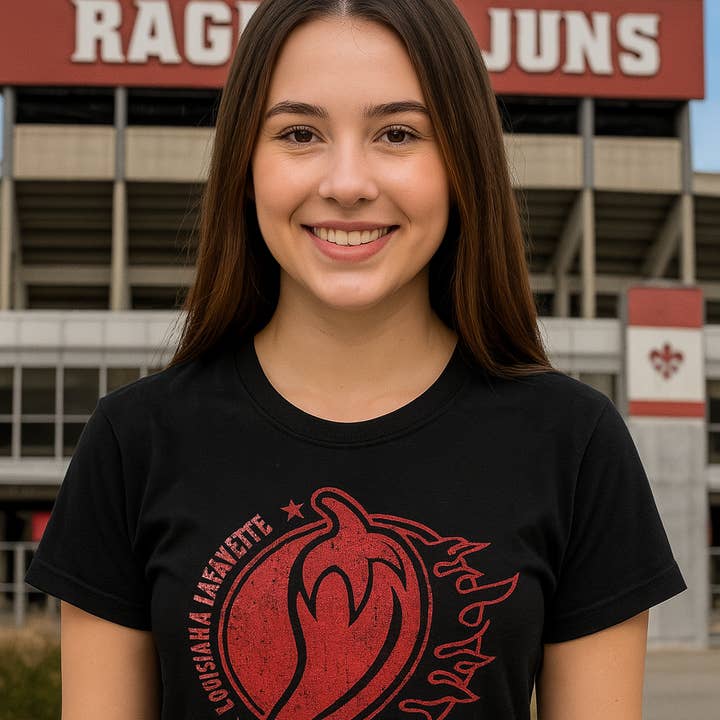 Louisiana Lafayette Ragin Cajuns Dame T-shirt for engroshandel hos Turnovers Inc