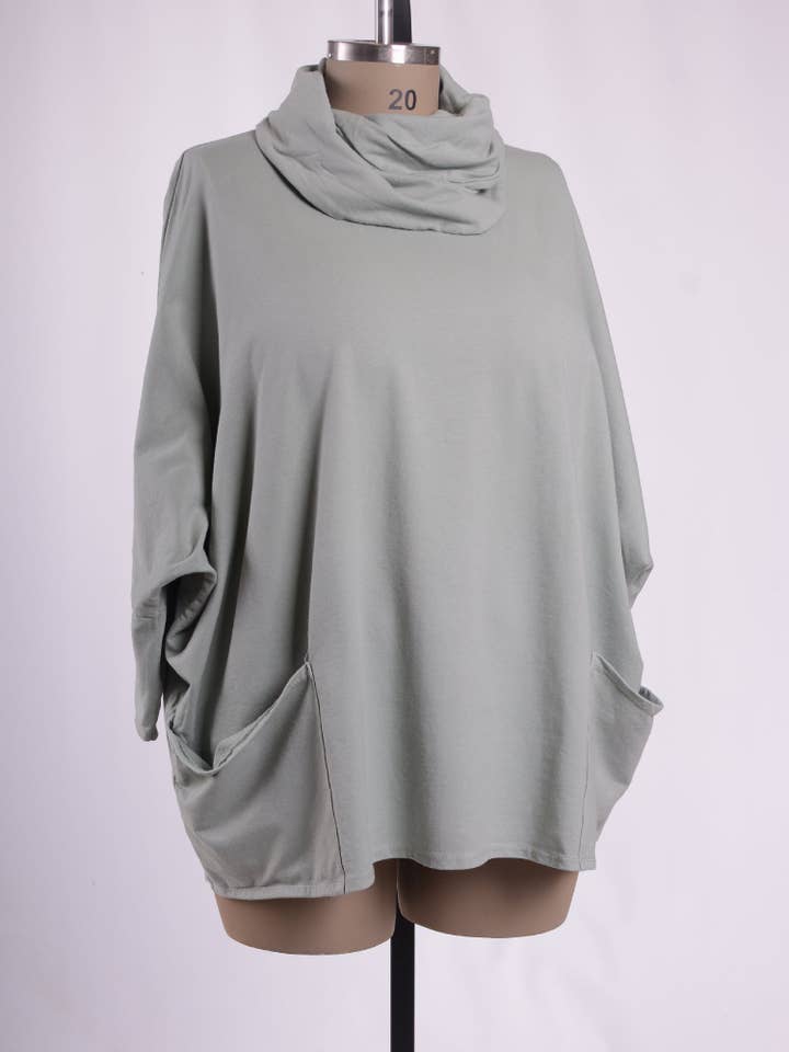 Katoenen tuniek met ronde hals en lange lengte - 9822 voor wholesale door Jeld Wholesale