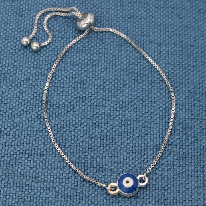 See Beyond Evil Eye Silver Chain Pull Bracelet for wholesale by ZAD