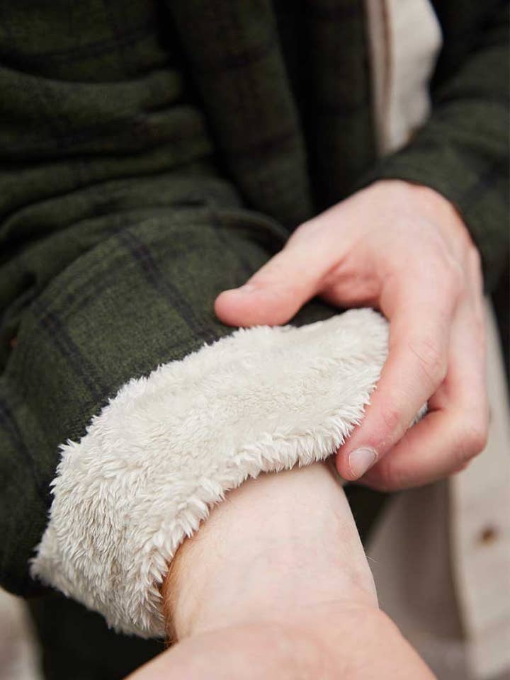 Lee Valley Ireland – Großhandel Hemd mit Button-down-Kragen – Unisex – Flanellhemd mit Fleecefutter und Kragen, Forest Green Karo - LV153