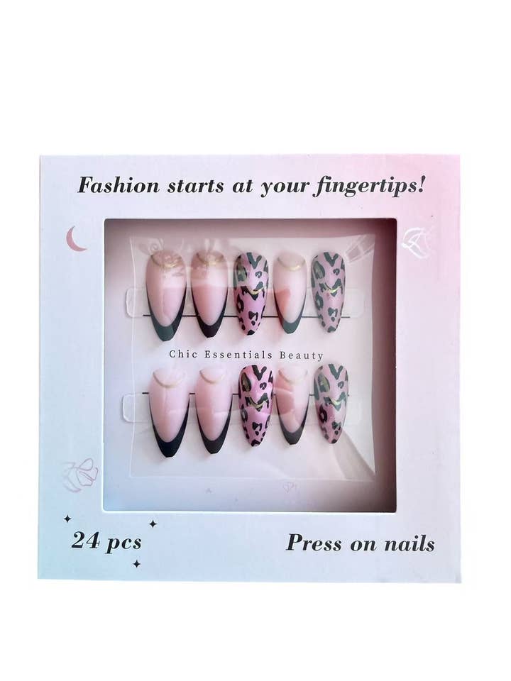 Pastel Leopard Press-On Nails – Oval Shape, 24 pcs for wholesale by Chic Essentials Beauty