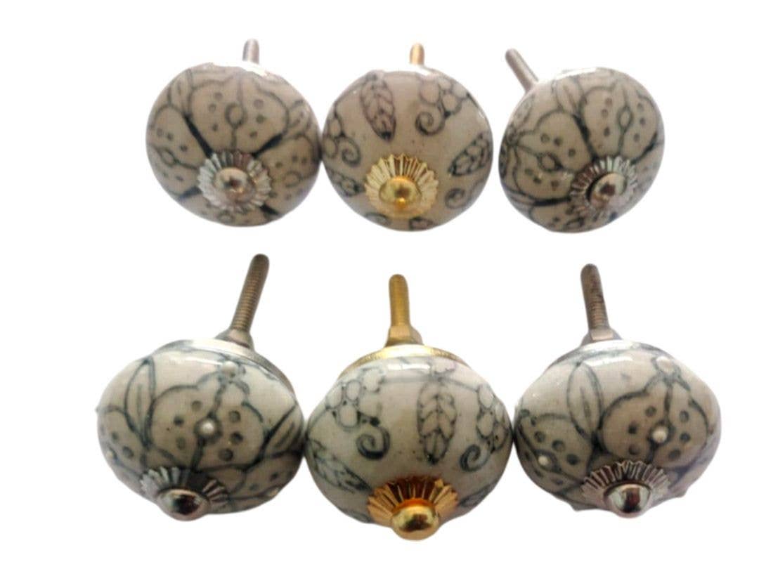 Status Collections - Wholesale Knob/pull - S/6 Light Grey /White Knobs