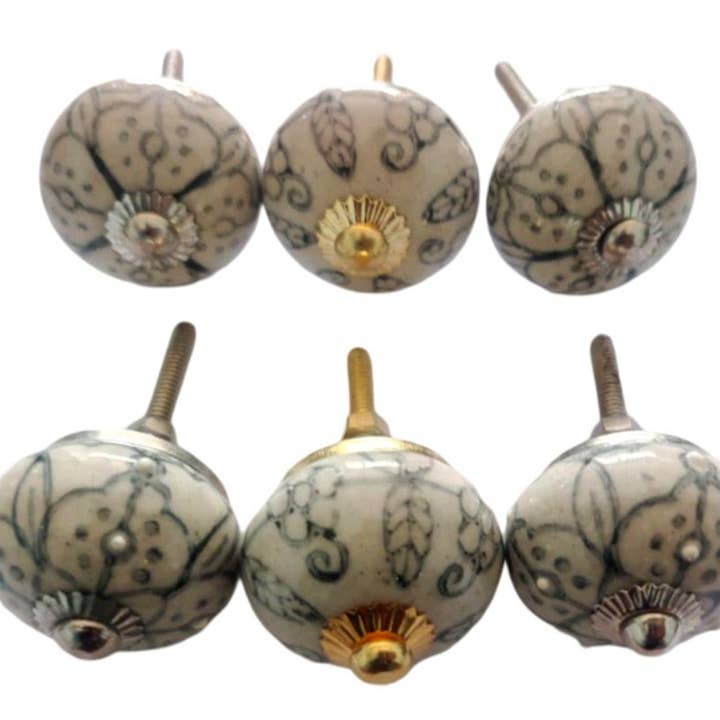 Status Collections - Wholesale Knob/pull - S/6 Light Grey /White Knobs0