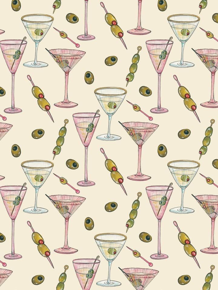 Stampa artistica con motivo Martini rosa per la vendita all'ingrosso da parte di artxnikki