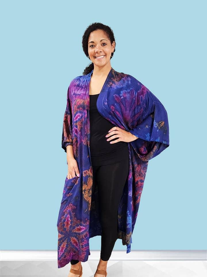 Cárdigan y kimono Tie Dye Duster para venta al por mayor de Zumi