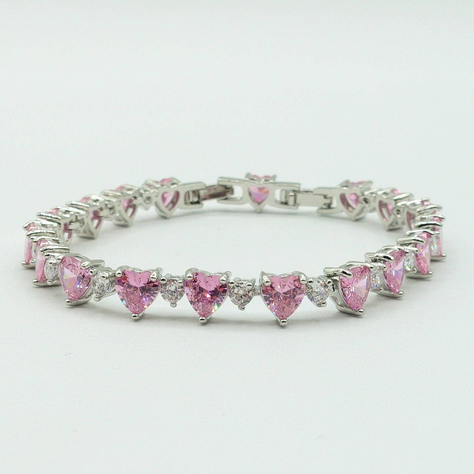 Daemon srls - Vente Bracelet tennis - CHERIE - bracelet tennis avec zircone cubique en forme de cœurs alternés6