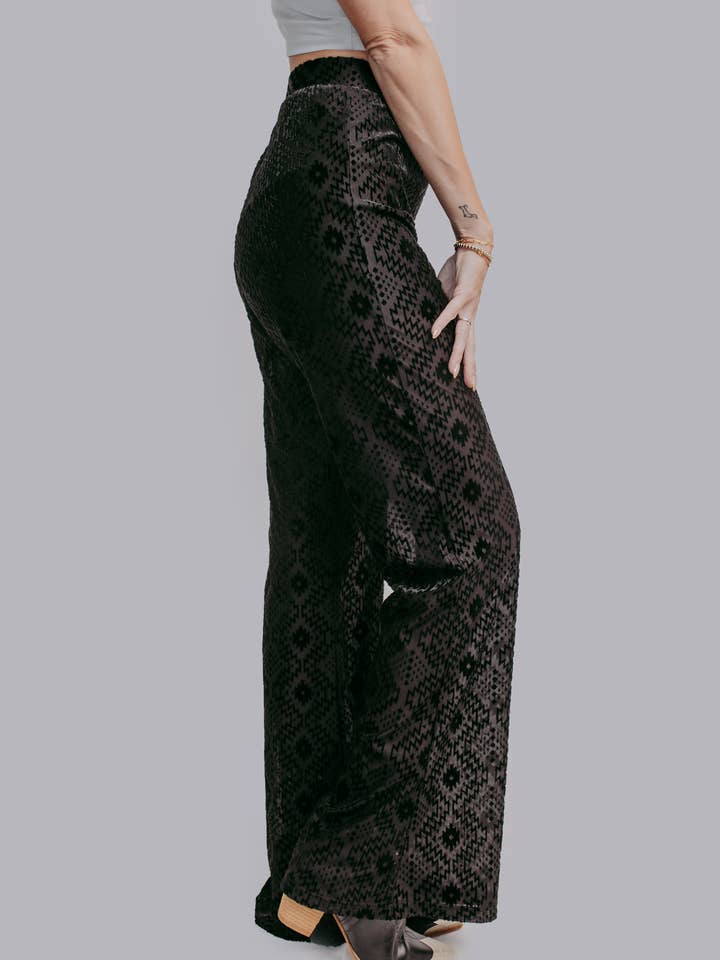 MK595 Burn Out Aztec Mesh Pants for wholesale by Merigold Kiss