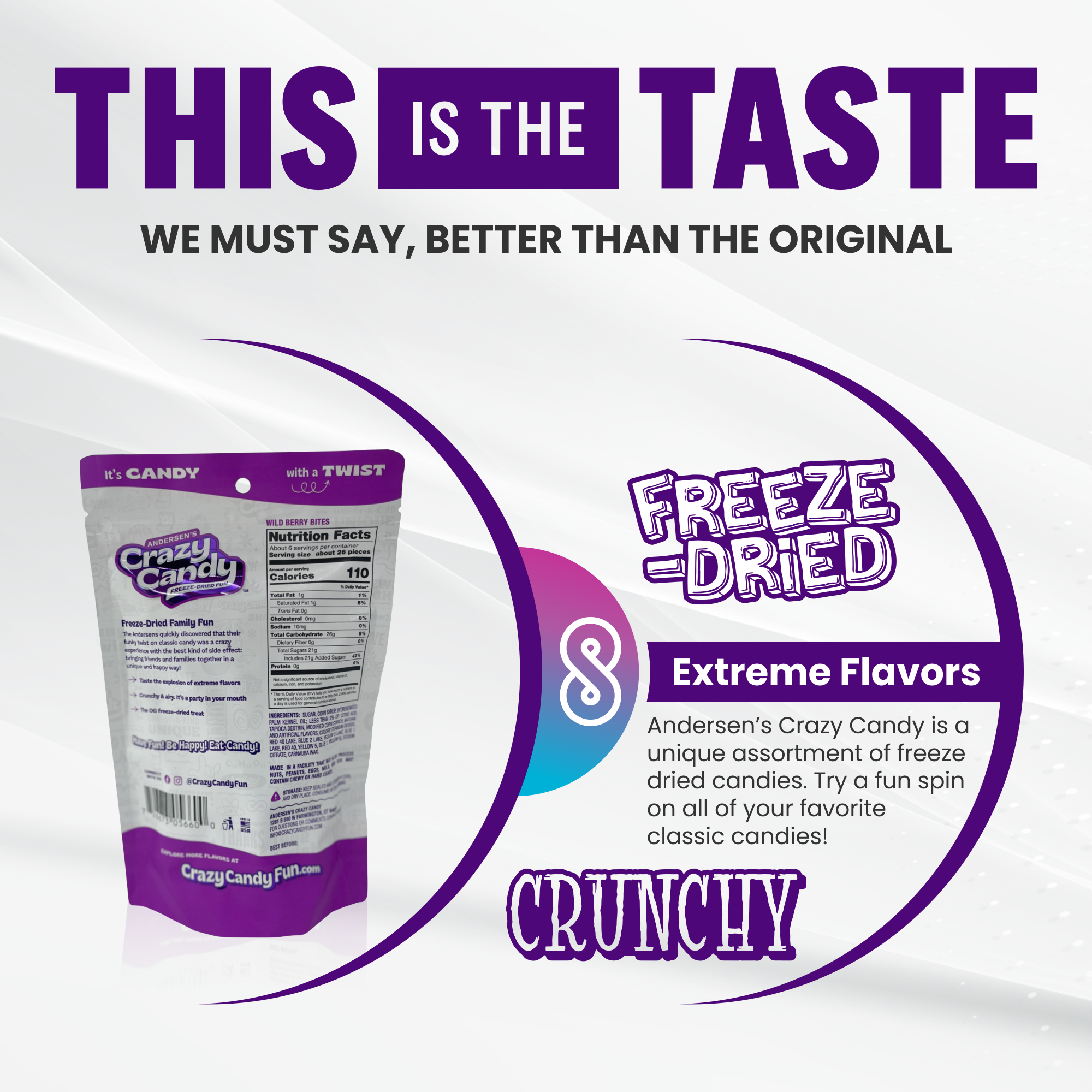 Smithco Distributing - Vente Bonbons durs - Bonbons lyophilisés Andersen's Crazy Candy11