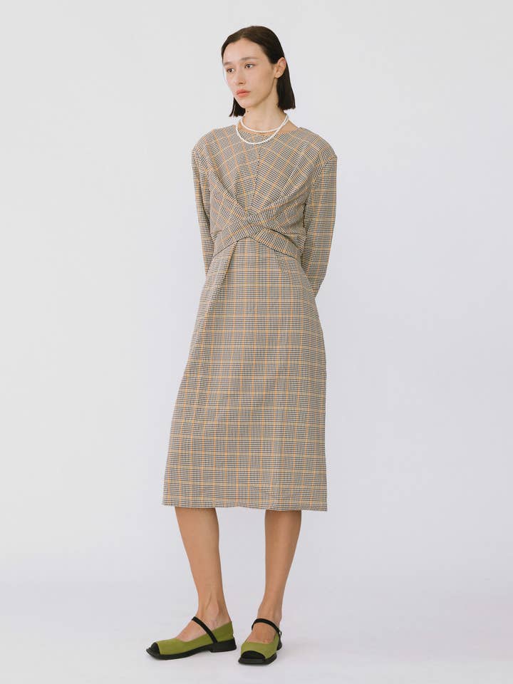 Plaid Round Neck Dress for wholesale by CUBIC