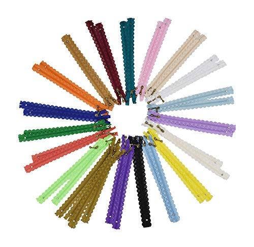 Mandala Crafts - Wholesale Craft Sewing Kit - Lace Zippers for Sewing, Exposed Novelty Zippers with Decorative Lacy Edge for Sewing; Bulk 40 PCs, 20 Assorted Colors; by Mandala Crafts0