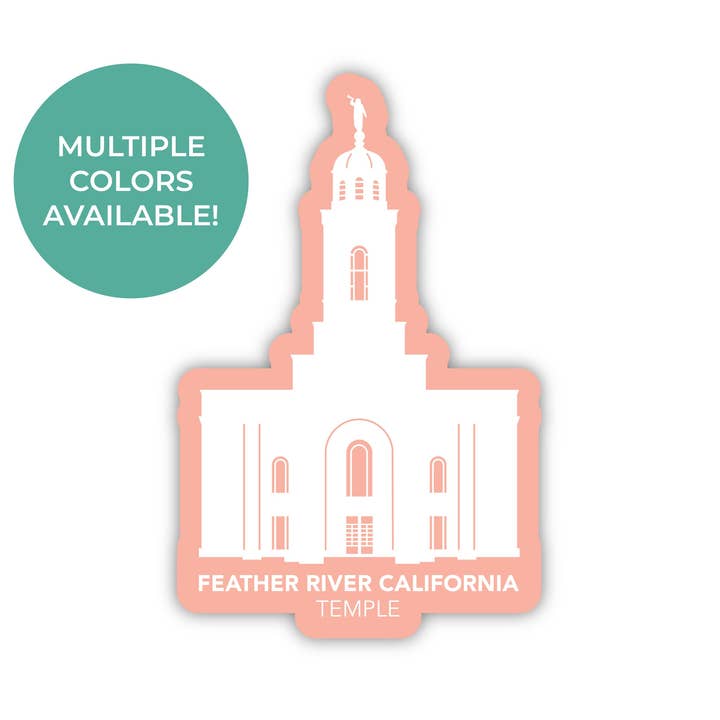 Sticker du temple de Feather River en Californie pour la vente par JasmineTreeDesign