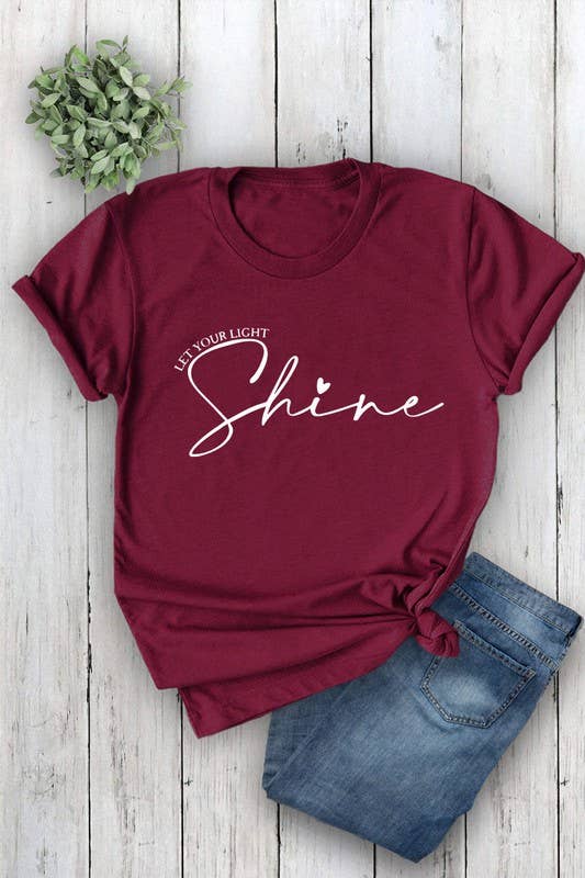 Top Avenue – Engroshandel T-shirt med print - Dame – Lad dit lys skinne, Unisex rund hals kortærmet T-shirt4