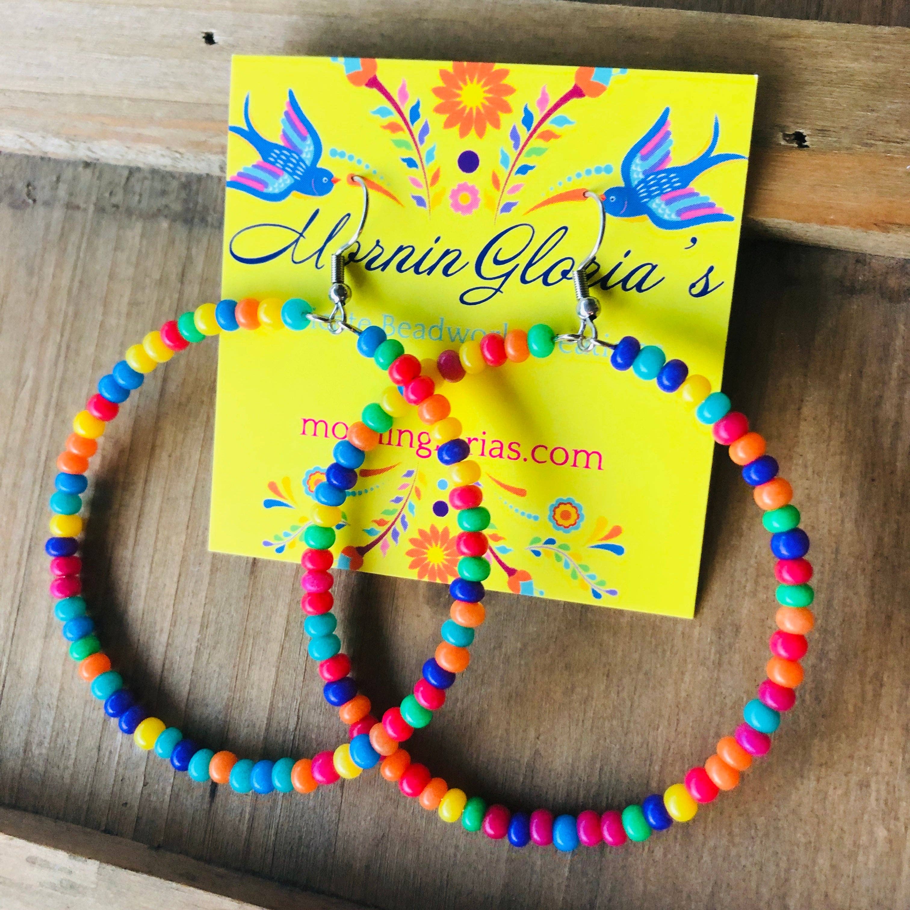 MorninGloria's - Wholesale Hoop Earrings - Large Beaded Rainbow Hoops2