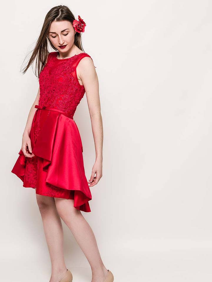 Vestido vermelho cocktail por atacado de Les Voiliers