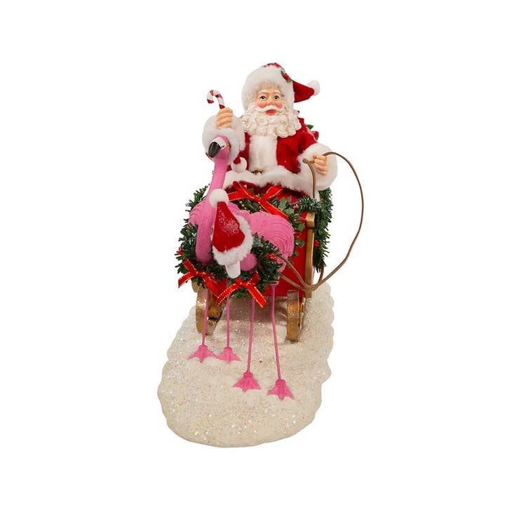 Kurt S. Adler, Inc. - Wholesale Christmas Decoration - 10"FLAMINGOS PULLING SANTA SLEIGH