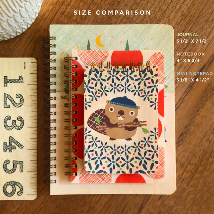 Night Owl Paper Goods - Wholesale Notepad - Emmit & Eli Otters Wood Mini Notepad