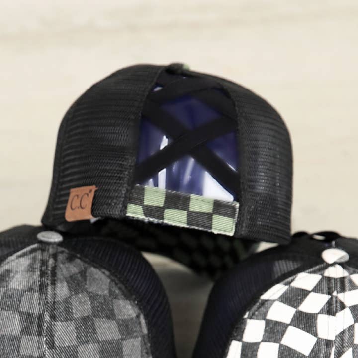 Truly Contagious - Wholesale Baseball Cap - Women's - CC Checkered Pattern Baseball Cap | Criss-Cross ( BT-1008 )