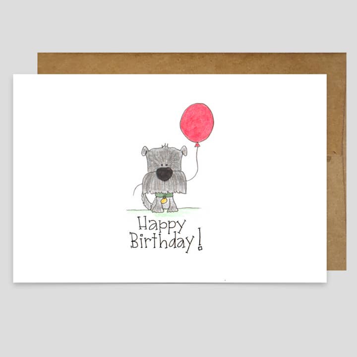 Happy Birthday Schnauzer - Greeting Card for wholesale by Kevin & Kaia