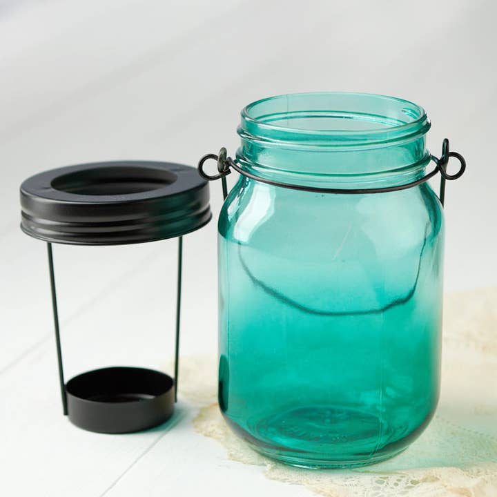 Factory Direct Craft - Wholesale Candle Holder - Turquoise Mason Jar Tealight Candle Holder 1