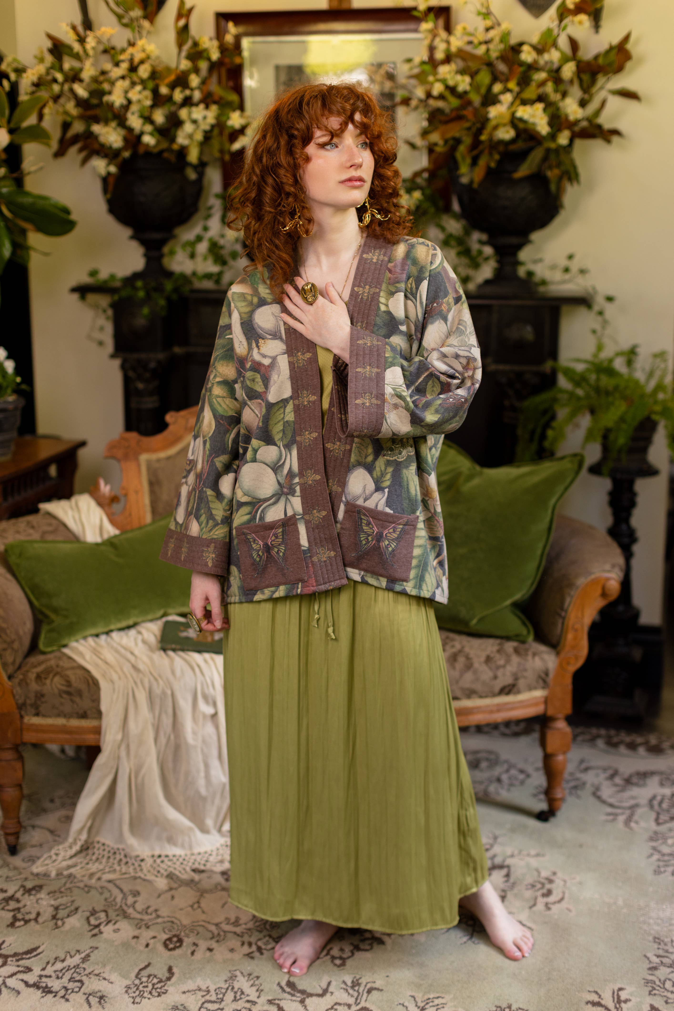 Market of Stars (USA) - Wholesale Jacket - Women's - Fleur De Lune Fleece Cottage Cardigan Jacket w/ Floral Print13