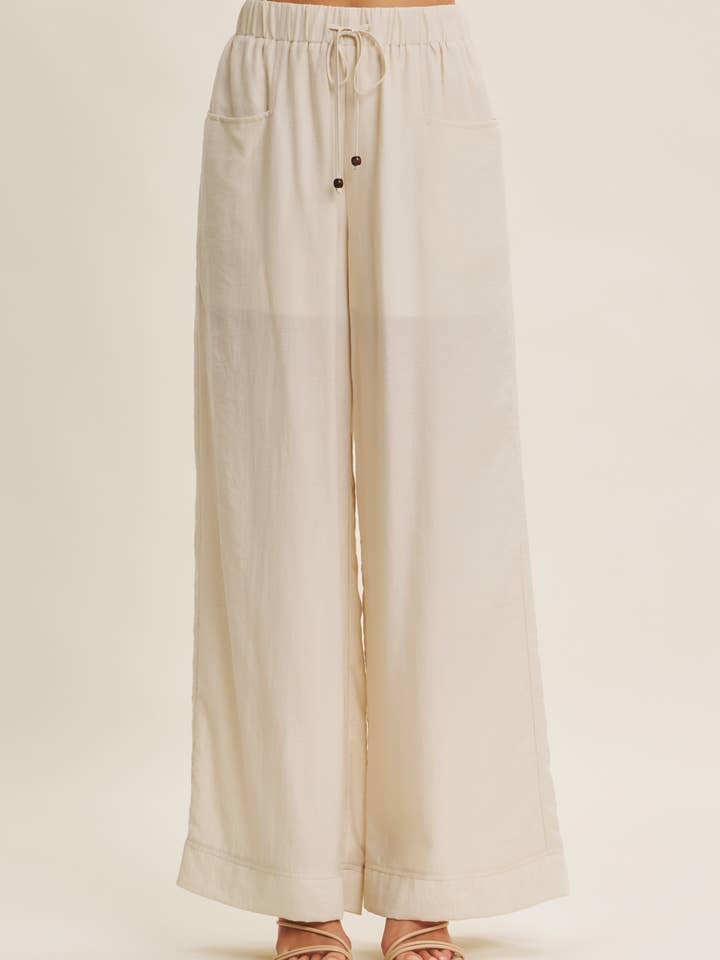 NATURALLY ELEVATED LINEN BLEND RELAXED WIDE-LEG PANTS for wholesale by in february
