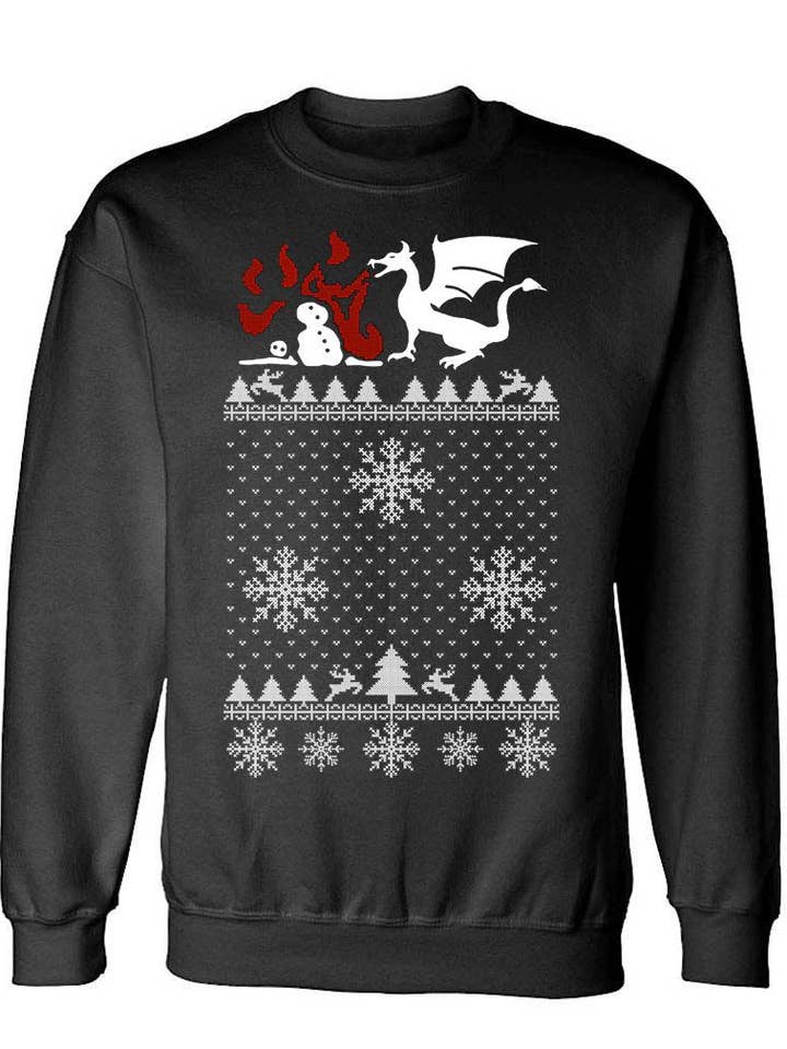 Dragon VS Snowman Ugly Christmas Sweater Design Sweatshirt for wholesale by Multi-Vendor Sales