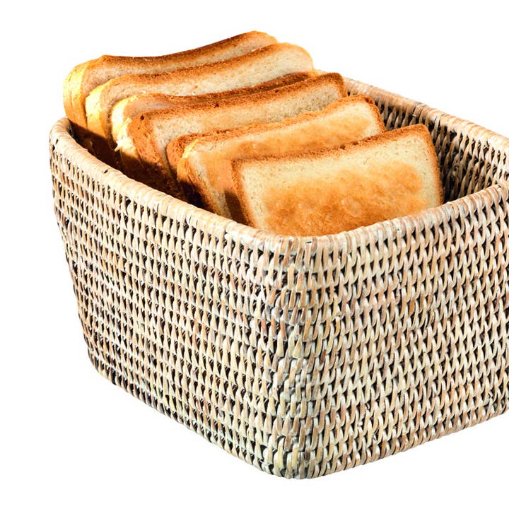 Elvia basket white cerused rattan for wholesale by Pagan