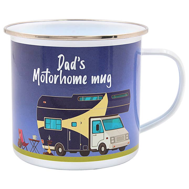 Dad's Motorhome Tin Mug for wholesale by Joe Davies