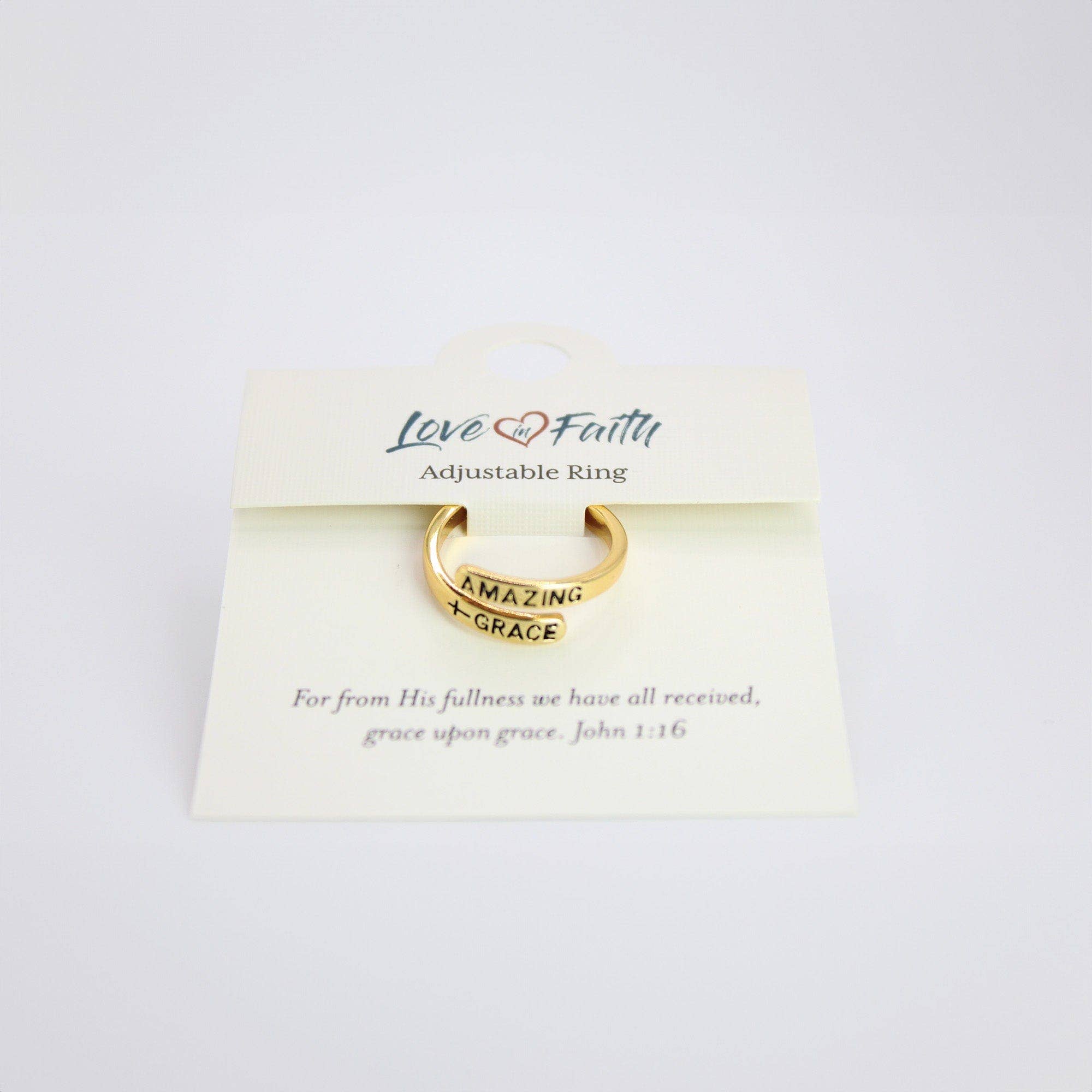 Amazing Grace Gold Plated Brass Ring for wholesale on Faire2