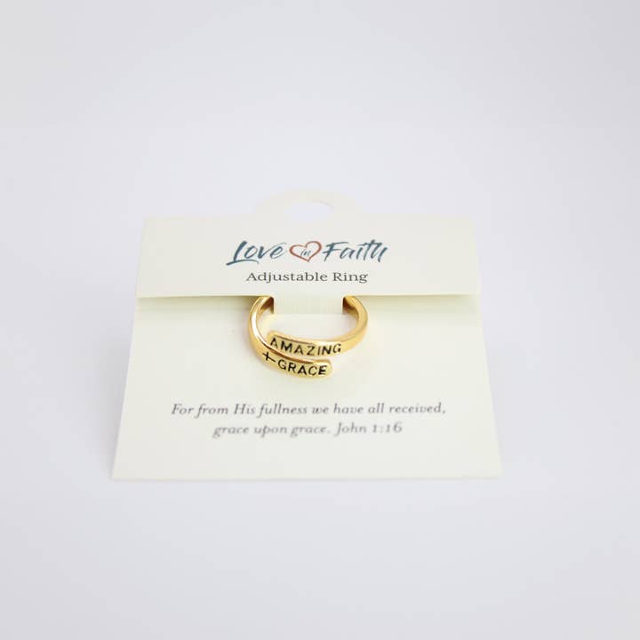 Amazing Grace Gold Plated Brass Ring for wholesale on Faire2