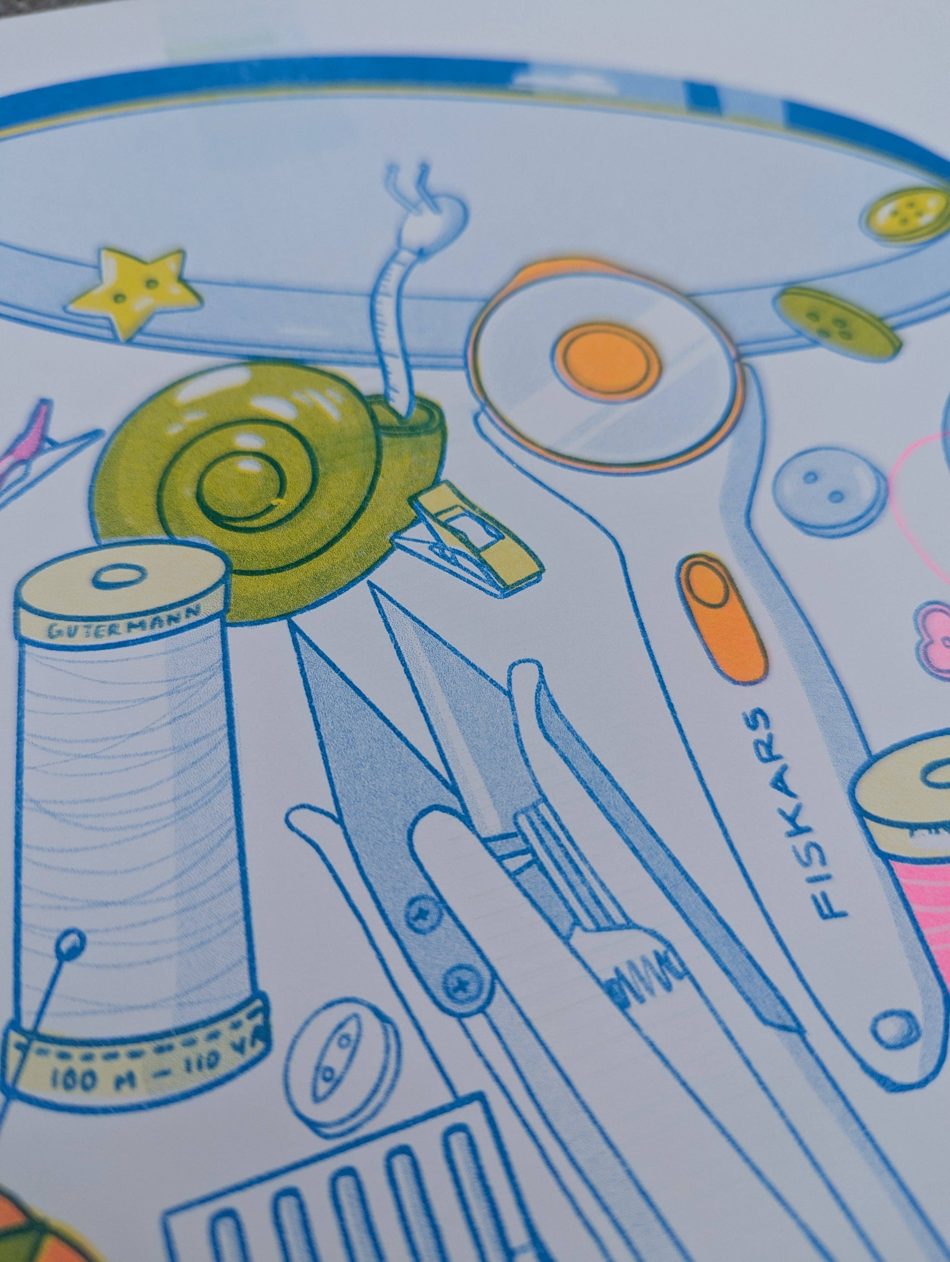 Christina Hu - Wholesale Art Print - Butter Cookie Sewing Supplies |  Risograph Print1