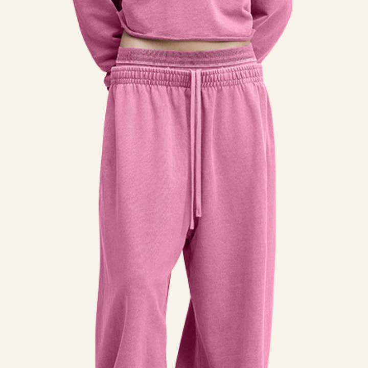 Damers vintage-tvättade bomullsbyxor med raka ben. för wholesale av particleactive