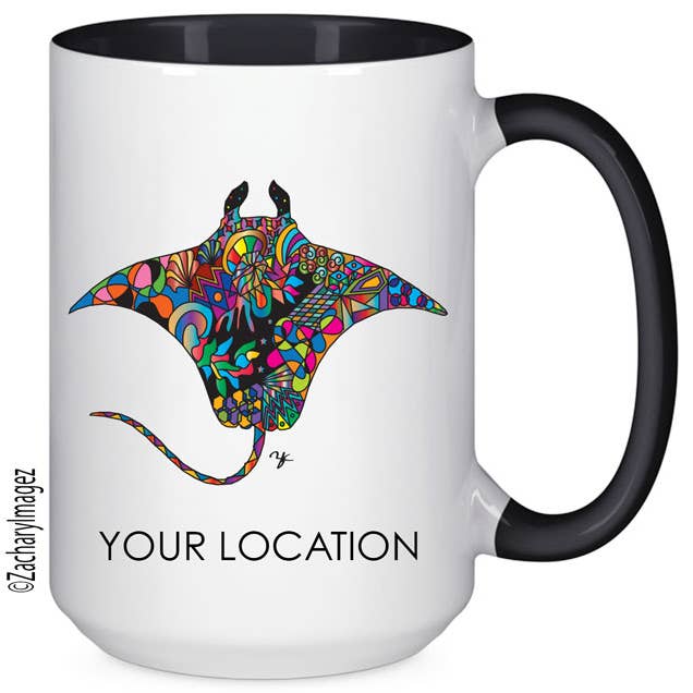 Colorful Stingray 15oz Ceramic Mug for wholesale by Zachary Imagez