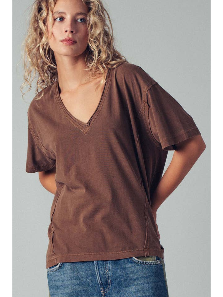 Urban Daizy - Wholesale T-Shirt - Women's - Vintage Wash V-Neck Cotton Tee5