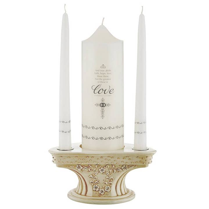 Christian Brands Church Supply - Wholesale Tapered Candle/Candlestick - Faith Hope and Love Wedding Unity Candle Set - 2/pk