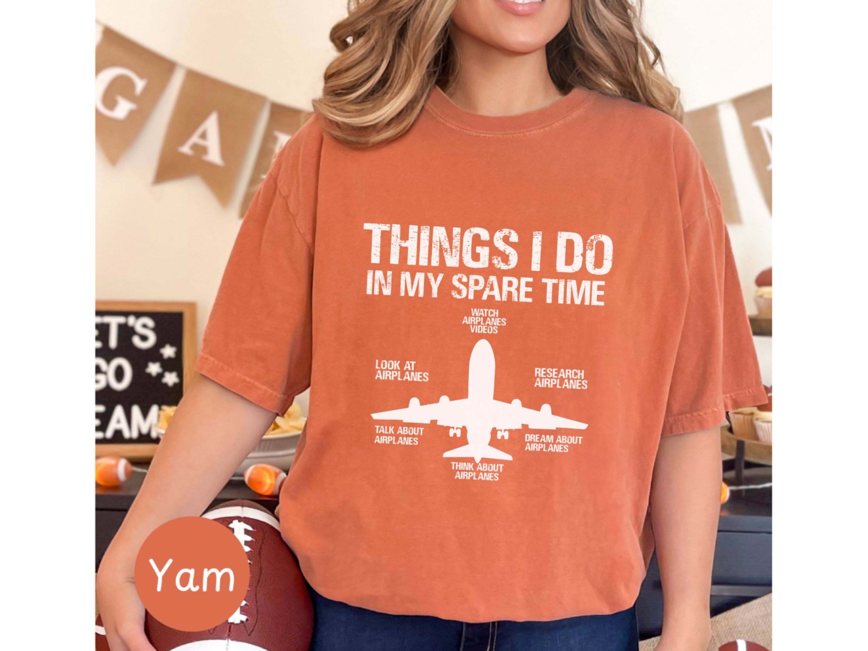 Graphic Galore - Wholesale Screen Printed T-Shirt - Women's - Funny Aviation T-Shirt, Airplane Lover Gift, Pilot Humor Tee, Things I Do In My Spare Time Shirt, Aviation Enthusiast Present4