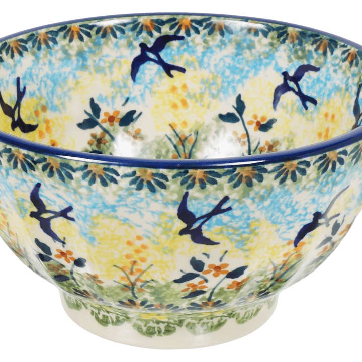 Bowl, Round, Fancy, 5.5" in "Soaring Swallows" by Manufaktura | C018S-WK57 for wholesale by Polish Pottery Outlet