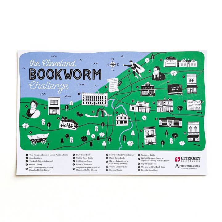 Cleveland Bookworm Challenge Map for wholesale by Free Period Press