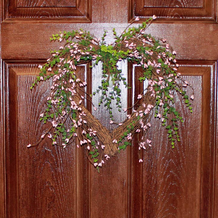Red 15" Berry Heart Wreath for wholesale on Faire